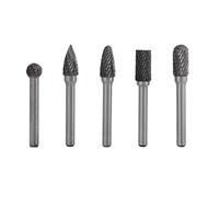 Tungsten Steel Rotary Burr Set 5Pcs - 6mm Shank, 10mm Head Double Cut for Metal Grinding, Engraving & Polishing | Carbide File Cutter Bits for Die Grinder UK Stock