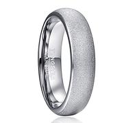 TUNGSTORY 4mm/6mm/8mm Silver Sandblasted Finish Tungsten Carbide Wedding Bands for Men Women Dome Style Comfort Fit Size J 1/2 - Y