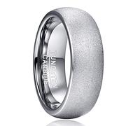 TUNGSTORY 4mm/6mm/8mm Silver Sandblasted Finish Tungsten Carbide Wedding Bands for Men Women Dome Style Comfort Fit Size J 1/2 - Y