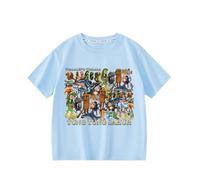 Tungtungsahur Boys Summer New T-Shirt, Italian Brain AI Animal Kids Short Sleeve Crew Neck Top,Blue,110cm