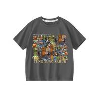Tungtungsahur Boys Summer New T-Shirt, Italian Brain AI Animal Kids Short Sleeve Crew Neck Top,Grey,100cm