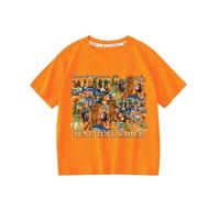 Tungtungsahur Boys Summer New T-Shirt, Italian Brain AI Animal Kids Short Sleeve Crew Neck Top,Orange,150cm