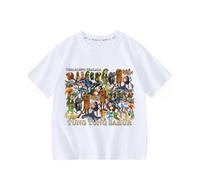 Tungtungsahur Boys Summer New T-Shirt, Italian Brain AI Animal Kids Short Sleeve Crew Neck Top,White,100cm