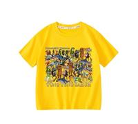 Tungtungsahur Boys Summer New T-Shirt, Italian Brain AI Animal Kids Short Sleeve Crew Neck Top,Yellow,100cm