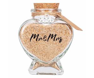 TUNGURIS Mr&Mrs 2026 Sand Keepsake Jar, Bridal Shower, Wedding, Engagement, Honeymoon, Travel Gift for Couples, Newlywed, Fiance(Gift Box Includes) - 2026 Slive Metal Pendant