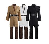 Tunic Costume Mens Tunic Hooded Robe Full Set Halloween Cosplay Costume - Brown - S