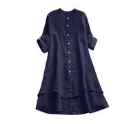 Tunic Dresses For Women Uk Cotton And Linen Top Solid Color Button Front Long Blouses With Pockets Dress Shirt Short Sleeve Y2K Tunic Tops Summer Dressy Blouse Plus Size Women's Blouses & Shirts