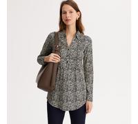 Tunic Polo Shirt with Long Sleeves black print/ecru