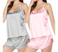 Tunic Sweatshirt for Women Satin Women's Pajamas Set V Neck Lace Camisole Undershirt Sleeveless Shorts Women's Loungewear Plus Size Activewear Ladies Lightweight Sweatshirts
