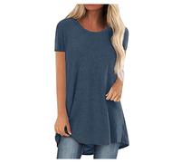 Tunic Tops for Women UK Short Sleeve T-Shirt Oversizes Long Shirt Tops Plus Size Loose Blouse Basic Tee Tunic Tops 7 Ladies Blouses Summer Tops Casual Beach Tee Shirts 3594