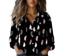 Tunic Tops for Women UK Women's Single Breasted Pleated Lapel Shirt Station Explosion Women's Solid Color European and American Sleeve Top Gypsy Tops for Women Baggy t Shirts Black