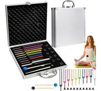 Tuning Fork, 10 Tuning Fork Set Reflex Hammer Therapeutic Tuning Fork Neurology 174 285 396 417 528 639 741 852 963 432Hz With Base 2 Silicone Hammers Cleaning Cloth For Sound Healing Anti-Compression