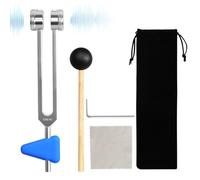 Tuning Fork 128 Hz Tuning Fork Therapy Sound Healing Therapy Tool Set with Silicone Hammer Repair Tool and Triangular Silicone Aluminum Alloy Tuning Forks for Healing and Meditation