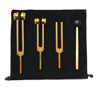 Tuning Fork 3PCS Tuning Fork Set 128 256 512 HZ Yoga Forks Meditation Group Aluminum Soothing Relaxing Musical Percussion(Golden)