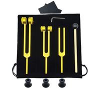 Tuning Fork 3PCS Tuning Fork Set 128 256 512 HZ Yoga Forks Meditation Group Aluminum Soothing Relaxing Musical Percussion(Golden with Base)