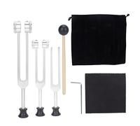 Tuning Fork, Portable Aluminium Tuning Fork Set, 128 256 512Hz Home Use Tuning Fork Therapeutic Instrument, Sound Healing Tuning Fork(Silver)