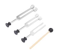 Tuning Fork Set, 128 256 512Hz Aluminum Alloy Portable Tuning Fork Healing Instrument for Home Clinical (Gold) (Silver)