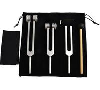 Tuning Fork Set 128Hz 256Hz 512Hz for Sound Healing, Meditation & Instrument Tuning - Aluminum Alloy (Silver)