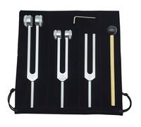 Tuning Fork Set, 3 Pieces Tuning Forks 128 Hz, 256 Hz, 512 Hz, Aluminium Alloy Tuning Fork, Portable Tuning Fork Bundle for Meditation Healing, Sound Therapy, Chakra Therapy