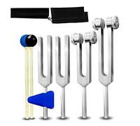 Tuning Fork Set 4 Pcs 128Hz 256Hz 512Hz 528Hz Tuning Forks for Healing Chakra Set with Reflex Hammer for Buddhists Yoga Teacher Sound Healer