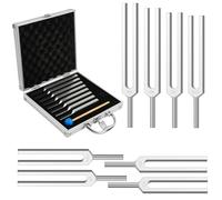 Tuning Fork Set 8 Pieces Sound Healing Therapy Yoga Tool Chakra Set 256 Hz, 288 Hz, 320 Hz, 341.3 Hz, 384 Hz, 426.6 Hz, 480 Hz, 512 Hz, Includes Beautiful Aluminium Gift Box for Meditation,