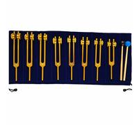 Tuning Fork Set, 8 Tuning Forks Long Lasting Vibration Clear and Long Sound with Rubber Mallet and Storage Bag for Soothing and Relaxing the Body(126.22Hz, 136.1Hz, 141.27Hz, 172.06Hz, Etc.) (Golden)
