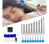Tuning Fork Set 9 Pcs Aluminium Solfeggio Frequency Tools for Chakra Healing Meditation Sound Therapy Energy Balancing Vibrational Wellness Kit with Silicone Hammer