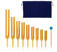 Tuning Fork Set, Instrument Tuning Fork Chakra Set Stainless Steel, Frequency Device with Hammer Tune Forks Striker & Bag Included for Meditation Yoga, Relaxation Therapy (174Hz-963Hz)