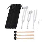 Tuning Forks for Healing,512/256/128 HZ Tuning Fork,Aluminium Alloy,Silver,with Wooden Gong Mallet, Hexagonal Screwdriver and Silver Cloth Bag,Sound Healing Therapy Tool Set for Music Therapy