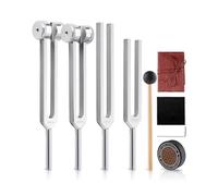 Tuning Forks for Healing Set-128Hz, 136.1Hz, 256Hz, 384Hz Weighted & Unweighted with Activator & Pouch-Complete Sound Therapy Kit for Chakra Balancing, Yoga, Meditation, Stress Relief & Energy Healing