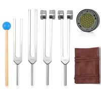 Tuning Forks for Healing Set - Includes 128Hz, 136Hz, 256Hz, 384Hz & Activator, Portable in Red Leather Pouch - Medical Grade Sound Healing Instruments for Chakra, Yoga, and Meditation