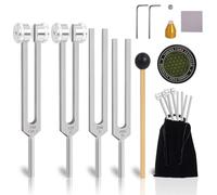 Tuning Forks for Healing Set, Includes 128Hz, 136Hz, 256Hz, 384Hz, Weighted & Unweighted Tuning Forks Set with Reflex Hammer, Activator, Gem feet, for Sound Therapy, Chakra, Yoga, Meditation