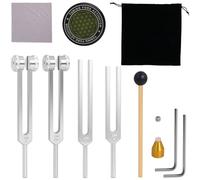 Tuning Forks for Healing Set, Includes 128Hz, 136Hz, 256Hz, 384Hz, Weighted & Unweighted Tuning Forks Set with Reflex Hammer, Activator, Gem feet, for Sound Therapy, Chakra, Yoga, Meditation