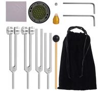 Tuning Forks for Healing Set, Includes 128Hz, 136Hz, 256Hz, 384Hz, Weighted & Unweighted Tuning Forks Set with Reflex Hammer, Activator, Gem feet, for Sound Therapy, Chakra, Yoga, Meditation