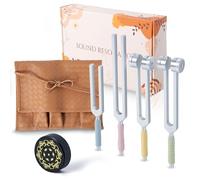 Tuning Forks for Healing Set, Including Four Frequency 128Hz, 136.1Hz, 174Hz, 528Hz Yoga and Meditation Accessories, Chakra Sound Therapy Instruments with Tuning Fork Activator and Vegan Leather Pouch