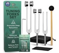 Tuning Forks for Healing with Mallet & Cleaning Cloth - 128Hz 256Hz 512Hz Set by GlowSPA | Sound Therapy & Chakra Balancing Kit for Meditation, Relaxation & Energy Healing