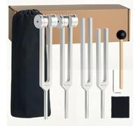 Tuning Forks Set for Healing - 128Hz 256Hz 384Hz Weighted Sound Therapy Tools for Chakra Balance Wellness Relaxation Body Massage with Activator Mallet and Storage Case