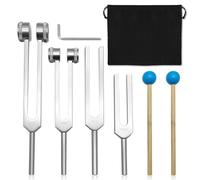 Tuning Forks Set for Healing, 128Hz, 256Hz, 512Hz, 1024Hz 4-Pcs for Sound Healing, Chakra Balancing, and Energy Therapy, Frequency Healing Devices Meditation Tools with Hammer and Storage Bags