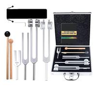 Tuning Forks Set for Medical Healing with Activator Reflex Hammer,Aluminum Tuning Fork Chakra Solfeggio Sensory Instrucment Kit(128Hz,OM 136.1Hz,MI 528Hz 4096Hz) with Mallet Striker For Sound Therapy