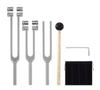 Tuning Forks, Tuning Fork Set with Reflex Hammer for Healing Instrument, Sound Healing Tuning Forks for Essential Yoga/Chakra/Sound Therapy/Meditation Beginner (128Hz, 256Hz, 512Hz)
