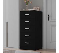 FWStyle 5 Drawer Tall Slim Space Saving Chest Of Drawers - Matt Black FWStyle Black