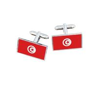 Tunisia Flag Cufflinks - Tunisian National Flag Gift for Men | Red Flag with White Circle, Crescent & Star Design | Groomsmen Wedding Gift | Gift Box Included | Proud Tunisian Heritage Keepsake