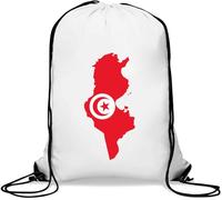 Tunisia Map Flag Gym Sack Casual Drawstring Bag White