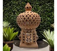 Tunisian Artisan Natural Terracotta Lamp - Atmosphere of a Thousand and One Nights (23 x 23 cm, H. 43 cm)