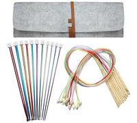 Tunisian Crochet Hook Set 12Pcs Wood with Cable 11Pcs Metal Afghan Knitting Needle Afghan Tool
