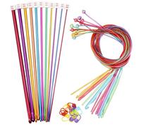 Tunisian Crochet Hooks Set 11Aluminum Afghan Crochet Hooks 2-8 mm with Blunt Needles 12 Plastic Cable Weave Knitting Needle 3.5-12 mm