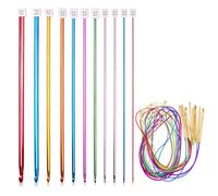 Tunisian Crochet Hooks Set, 11PCS Aluminium Tunisian Crochet Hooks Set Metal 2.0-8.0 and 12 PCS Plastic Hooks with Colorful Cable, Extra Long Afghan Hook for Blankets