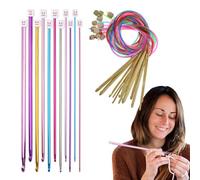 Tunisian Crochet Set, Aluminium Tunisian Crochet Hooks Set Metal | Tunisian Crochet Hooks, Tunisian Crochet Hooks Set with Cord | Tunisian Crochet Knitting Needle | Afghan Hooks