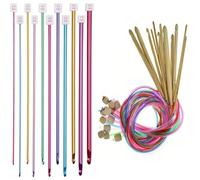 Tunisian Crochet Set with 11 Pcs Aluminium Tunisian Crochet Hooks & 12PCS Bamboo Tunisian Crochet Hooks, Crochet Hook Set for Beginners, Afghan Blanket Making