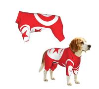 Tunisian flag Dog Pajamas, Stretchy Pet Clothes Pjs, Breathable Puppy Onesie Jumpsuits,for Small Medium Large Dogs M